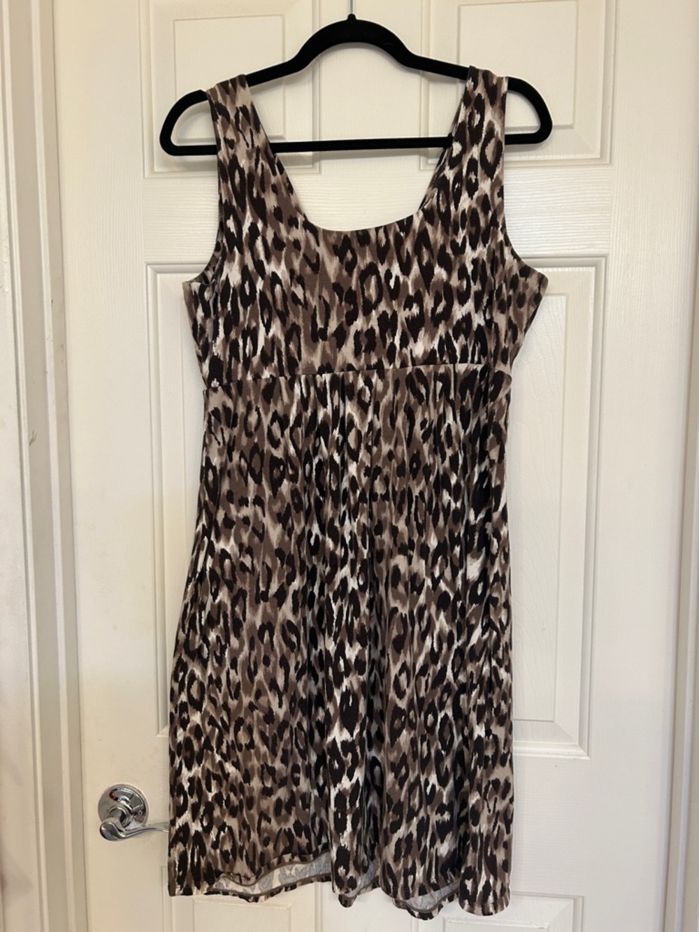 Ann Taylor Cotton Brown and Black Leopard Print Dress with Empire Waist LG - Picture 5 of 6
